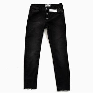 Free People Skinny Jeans Button fly Size 29 Dark Wash 2 missing buttons